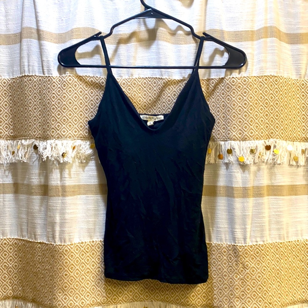 Deep V Black Spaghetti Strap Tank